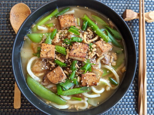 Spicy Udon Noodle Soup - Vegan Huggs