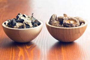 dry ear and shiitake mushrooms