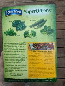 Ronzoni SuperGreen Pasta ingredients