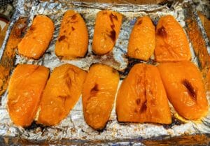 Roasted orange bell peppers