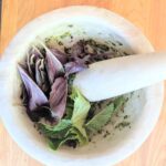 Herbs in mortar and pestle