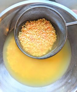 Soaked yellow lentils