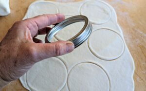 cutting circles in dough