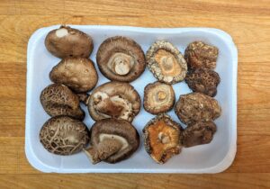 Fresh and dried shiitake mushrooms