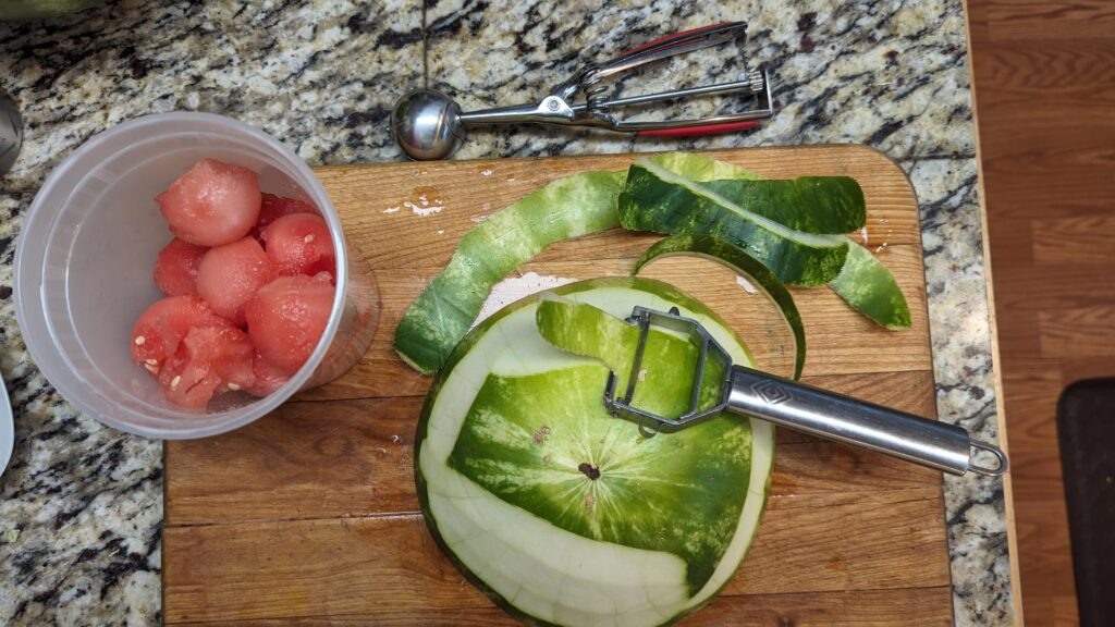 Peeling watermelon
